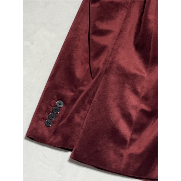 Express Velvet Blazer Double Breasted Womens XS Burgundy Red Holiday Formal - Picture 7 of 14